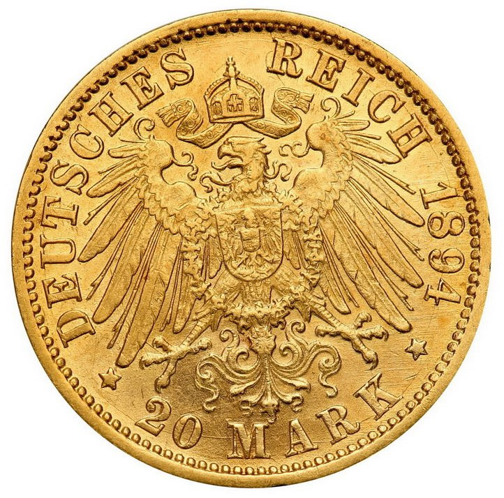 Niemcy. Baden. Fryderyk I 20 marek 1894 G, Baden - PIĘKNE